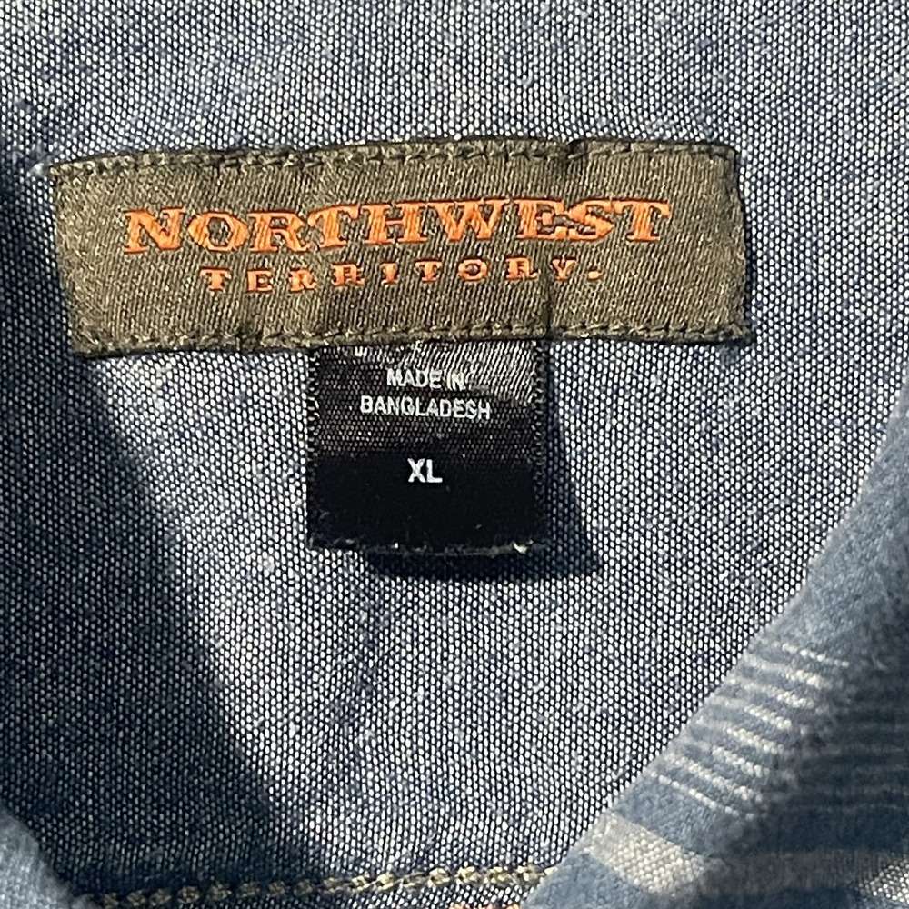 Northwest Territory Blue Horizontal Striped Button Down Short Sleeve Mens XLarge - Picture 5 of 7